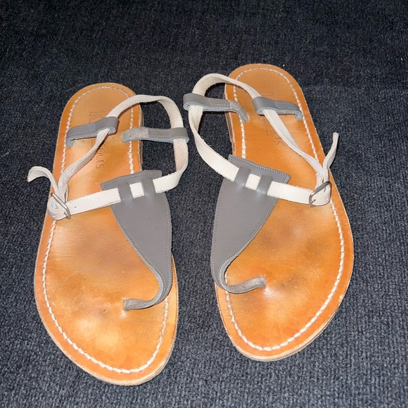 K JACQUES Leather Thong Strap Sandals Orig$260 - Picture 1 of 4